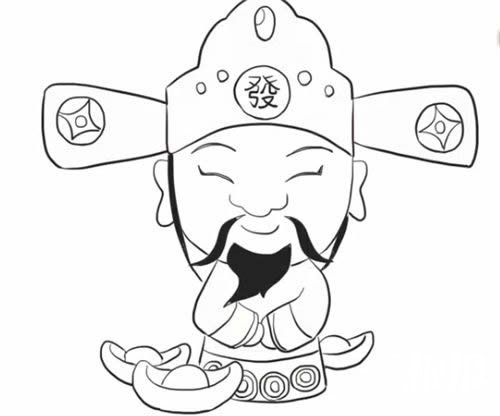 财神爷简笔画步骤教学