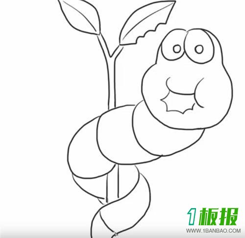 正在吃树叶的虫子简笔画