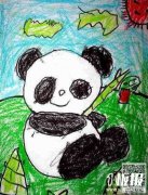 胖乎乎的小熊猫儿童画绘