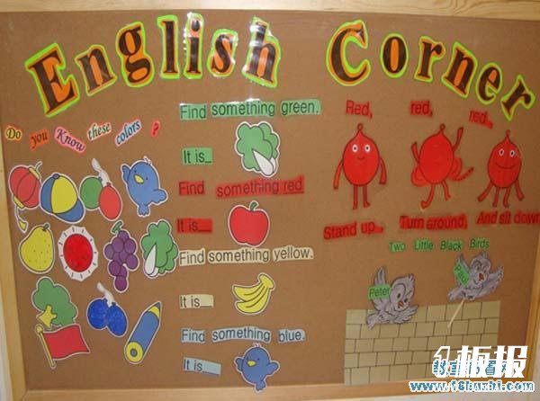 幼儿园水果名字英语角布置图片