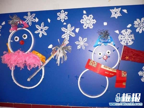 幼儿园中班冬天雪人主题墙装饰图片