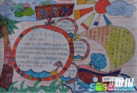 小学生防溺水安全手抄报图片分享-防溺水记心中