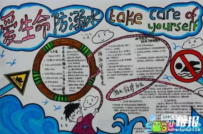 暑假安全手抄报欣赏-防溺水