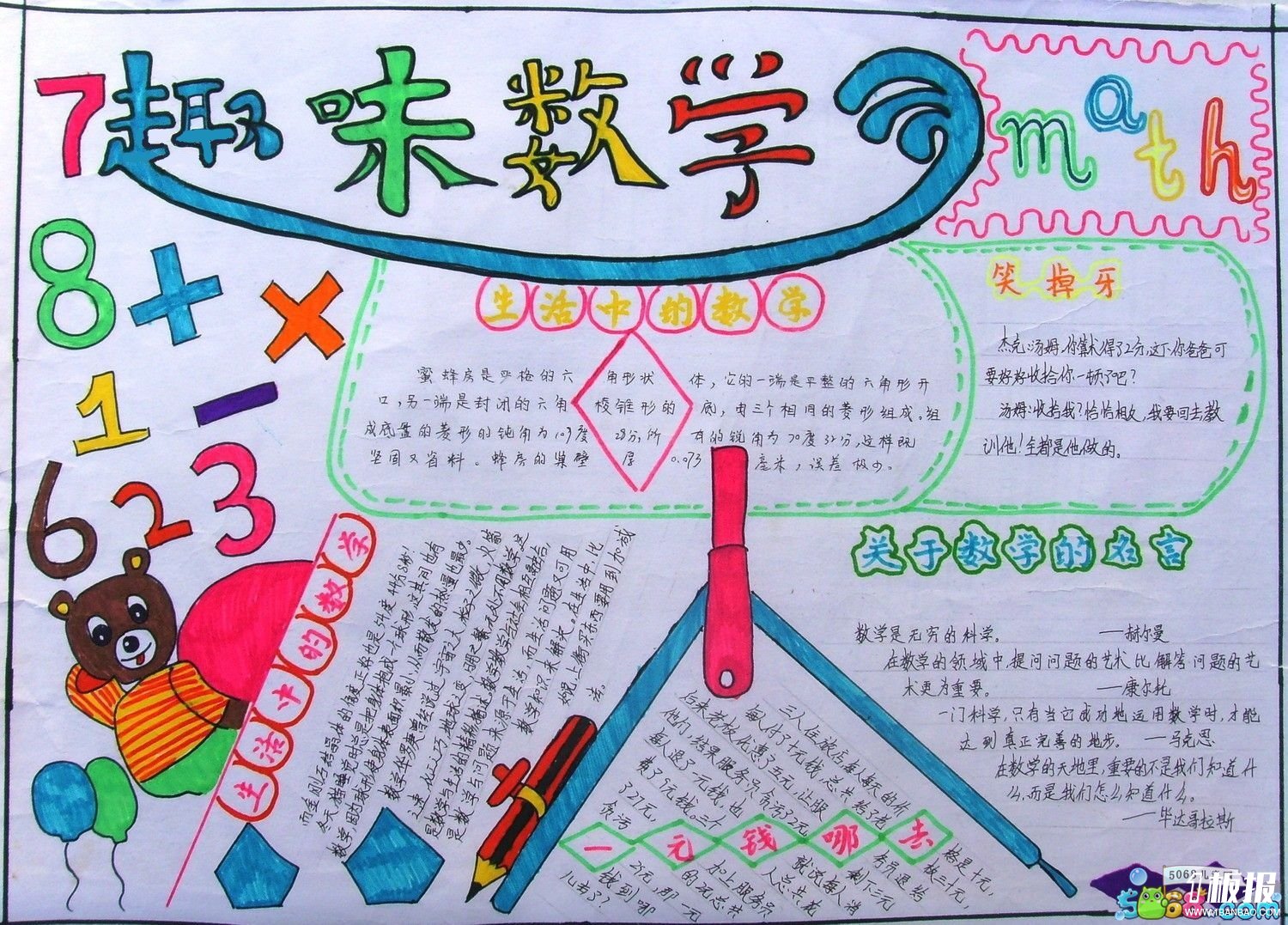 趣味数学手抄报一年级-数学的名言