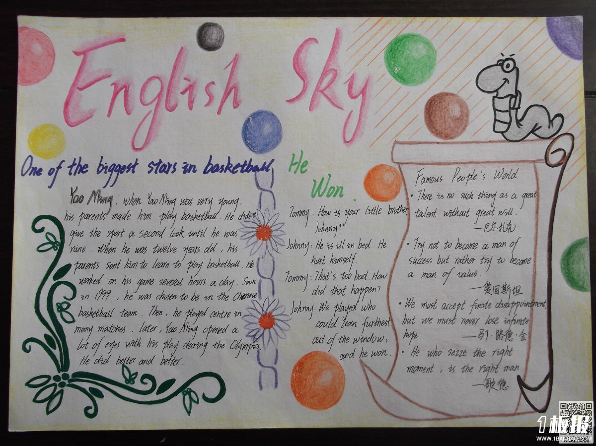 怎样画英语手抄报四年级-English sky