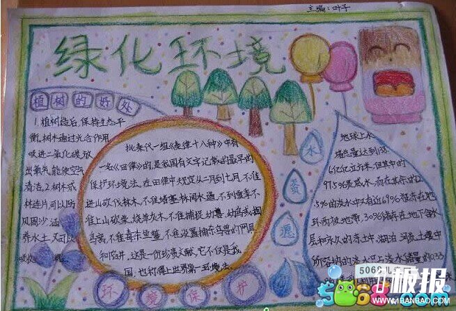 小学生四年级简单的环保手抄报图片-植树造林的好处