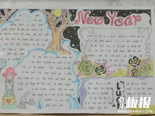 五年级英语手抄报图片_Happy new year