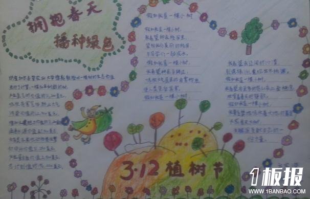 3.12植树节手抄报内容-拥抱春天,播种绿色