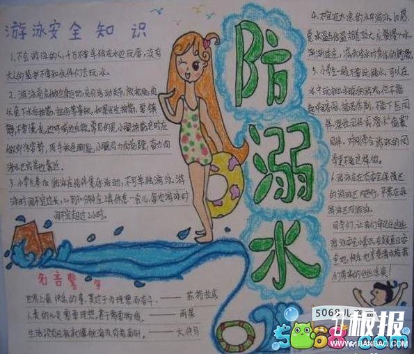 暑假防溺水手抄报版面设计图-游泳安全知识