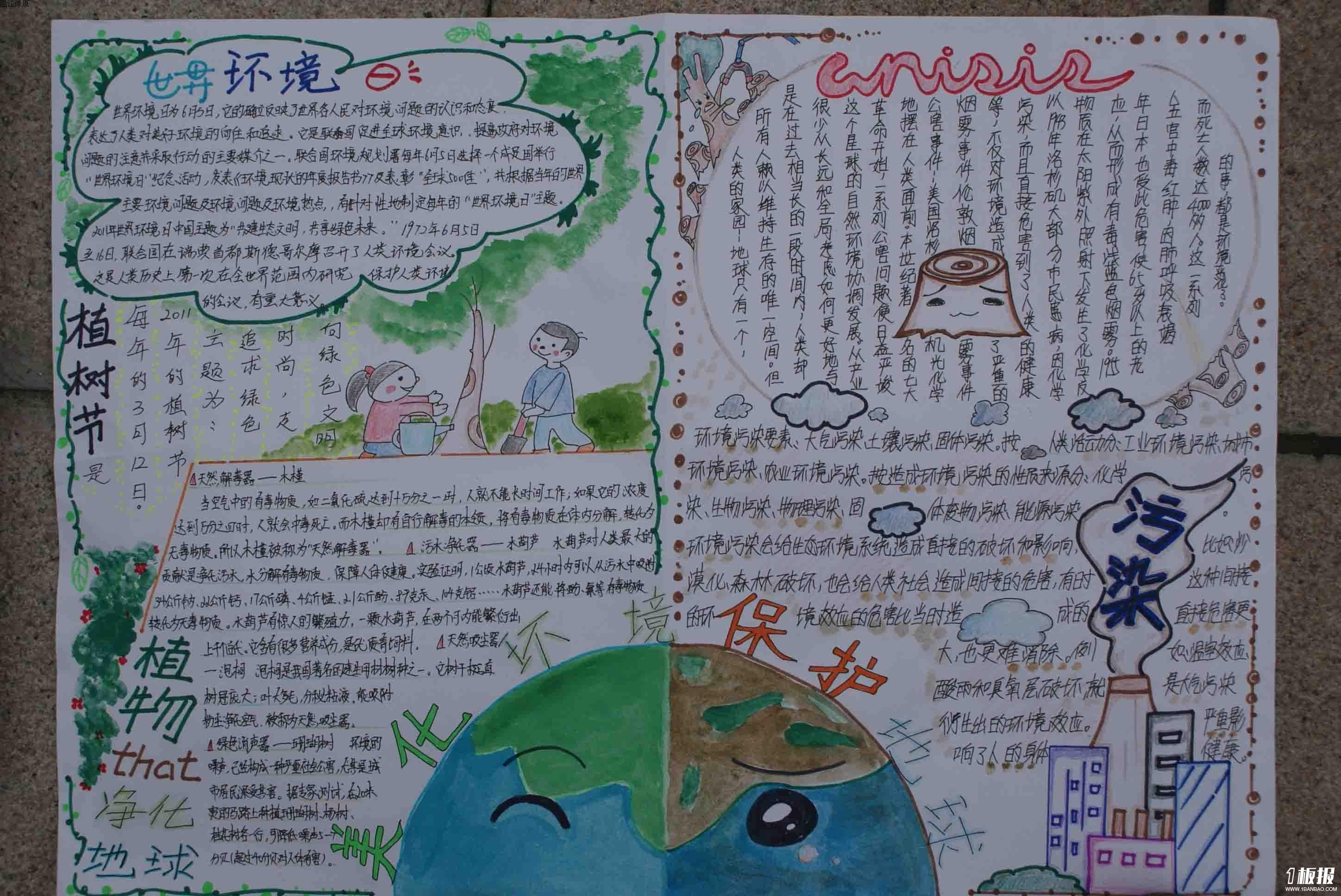 世界环境日手抄报图片_美化环境,保护地球