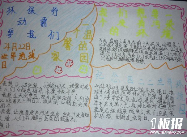 2016世界地球日手抄报图片-温馨家园