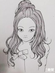 波浪卷头发美少女简笔画