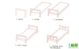 单人床，床简笔画画法