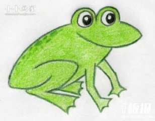 可爱小青蛙蜡笔画作品图片