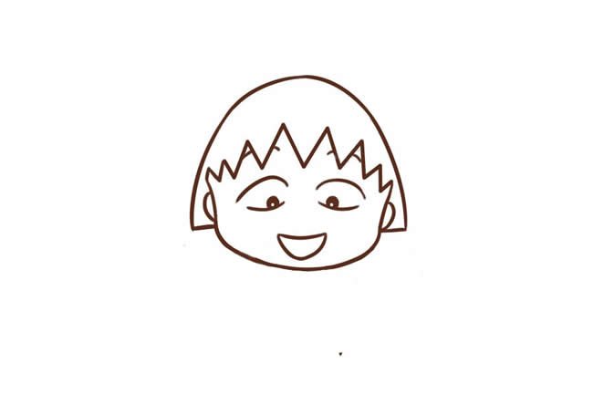 卡通樱桃小丸子简笔画步骤3