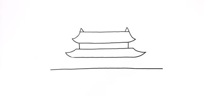 国庆节北京天安门简笔画步骤2