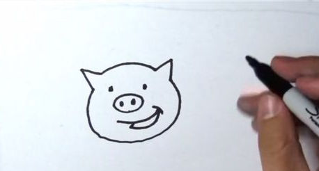 动物小猪的简单简笔画步骤图解4