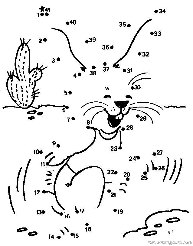 数字连线画：小白兔