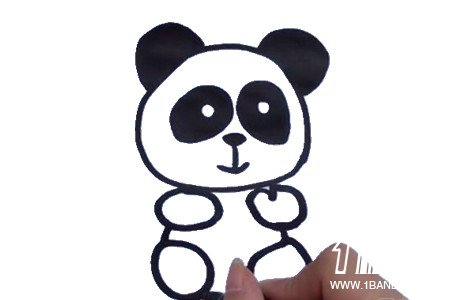 卡通熊猫简笔画步骤4