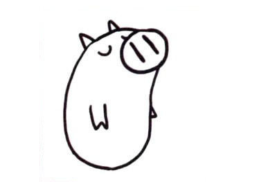 简单的小猪简笔画步骤图解3