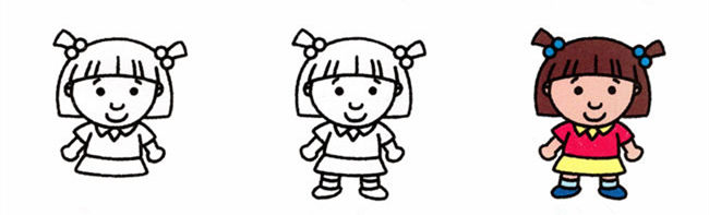 可爱小女孩简笔画步骤2