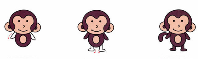 卡通小猴子简笔画步骤2