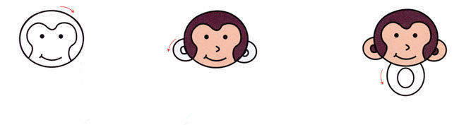 卡通小猴子简笔画步骤1