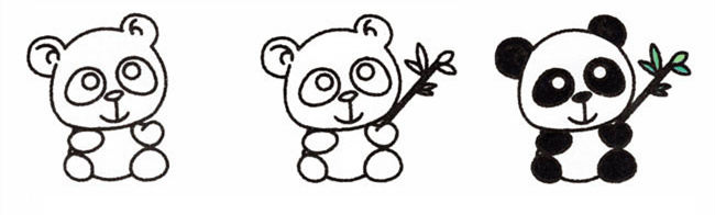 可爱熊猫简笔画步骤2