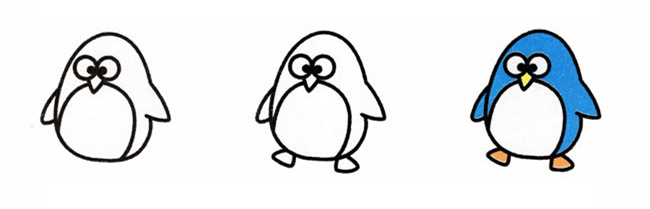卡通企鹅简笔画步骤2