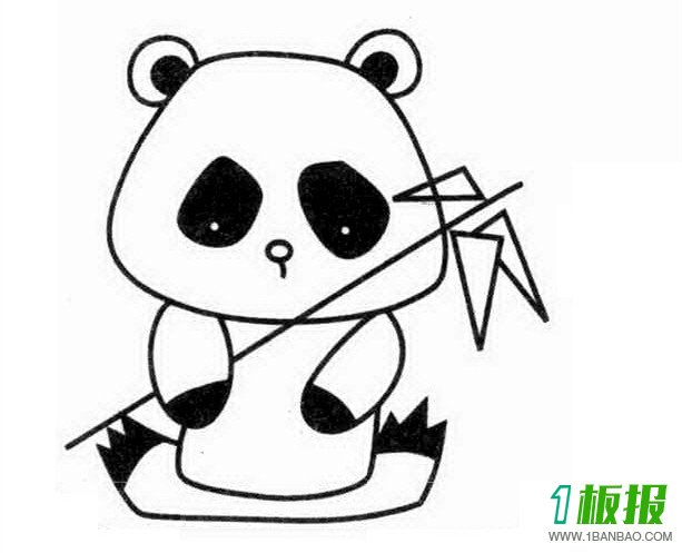 吃竹子的熊猫简笔画3