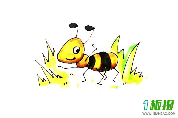 蚂蚁彩色简笔画的画法6