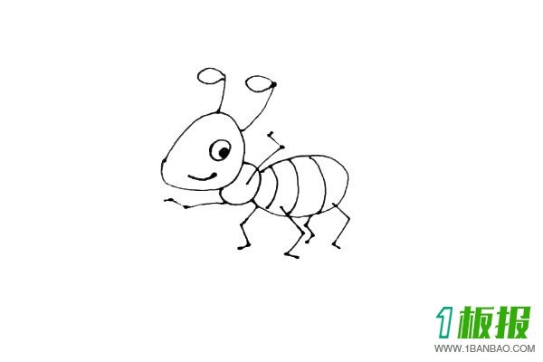 蚂蚁彩色简笔画的画法4
