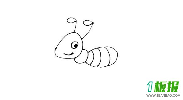 蚂蚁彩色简笔画的画法3