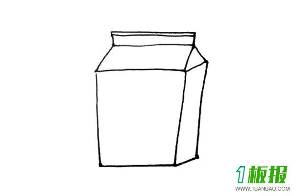 卡通牛奶盒简笔画的画法4