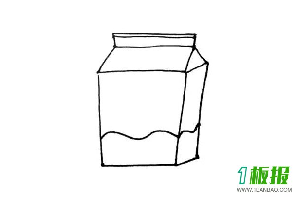 卡通牛奶盒简笔画的画法5