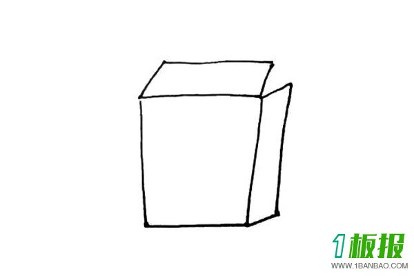 卡通牛奶盒简笔画的画法3