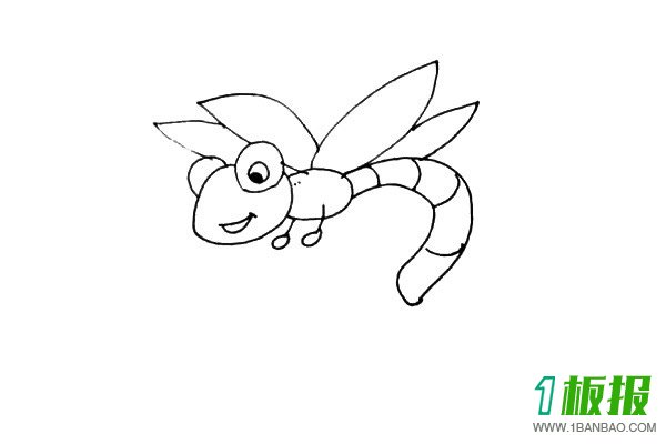 可爱彩色蜻蜓简笔画的画法4