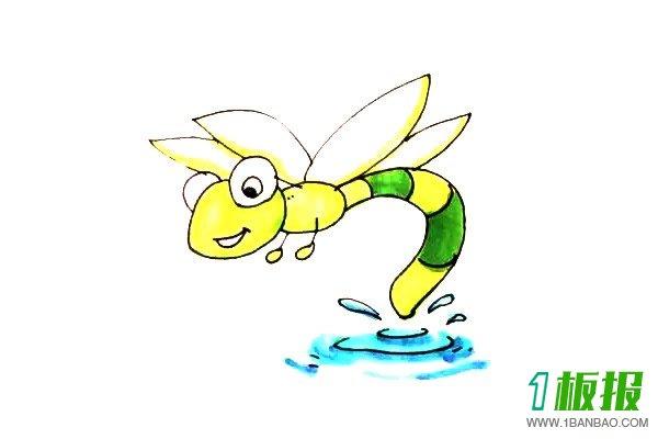可爱彩色蜻蜓简笔画的画法6