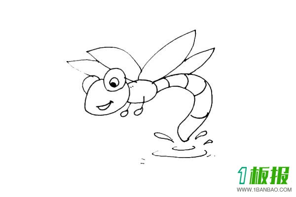 可爱彩色蜻蜓简笔画的画法5